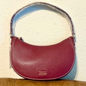 Brand New Tommy Hilfiger Crescent Hobo Bag in Rouge with Tag